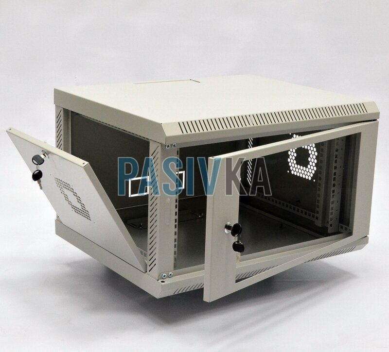 Шафа серверна настінна 6U 19" глибина 350 мм акрил сірий CMS UA-MGSWA635G, фото 7