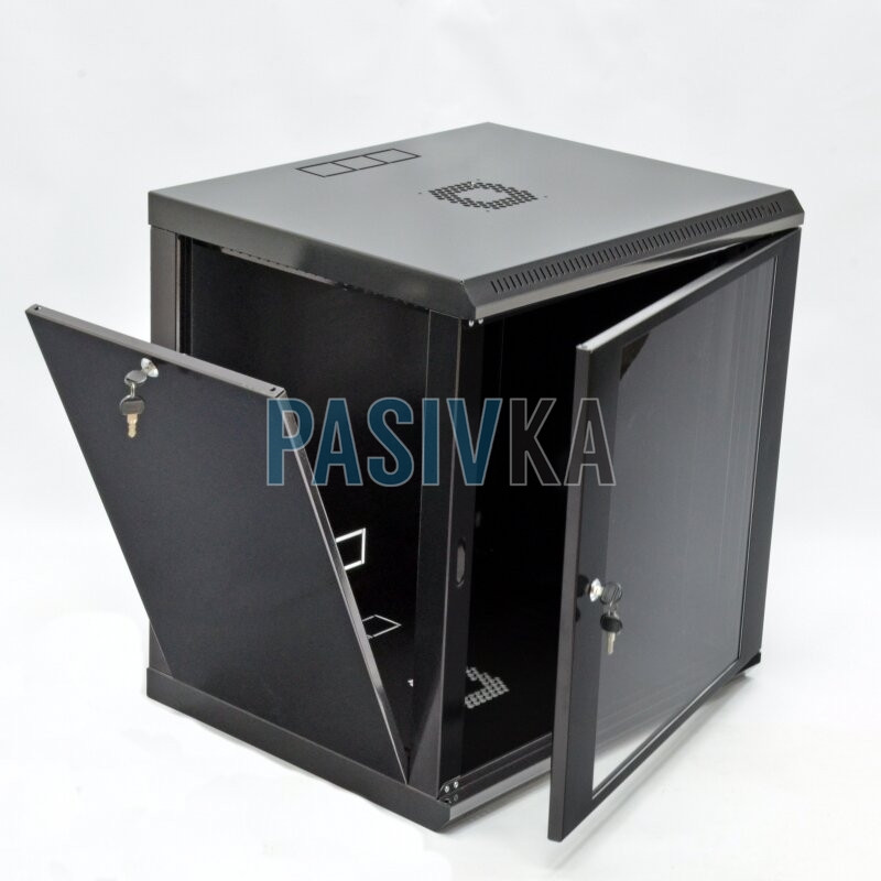 Серверный настенный шкаф 12U 19" глубина 500 мм акрил черный CMS UA-MGSWL125B, фото 6