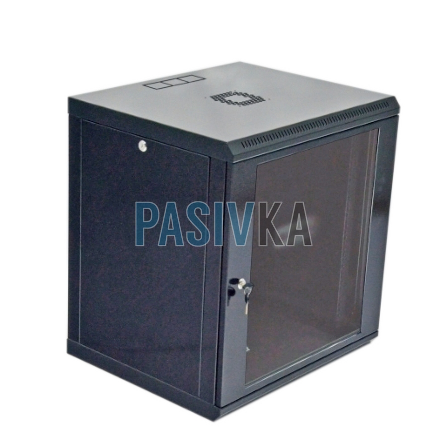 Серверный настенный шкаф 12U 19" глубина 500 мм акрил черный CMS UA-MGSWL125B, фото 1