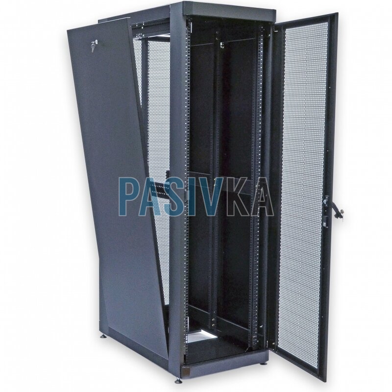 Шкаф серверный напольный 42U глубина 1055 мм перфорированные двери (66%) черный CMS UA-MGSE42610MPB, фото 4