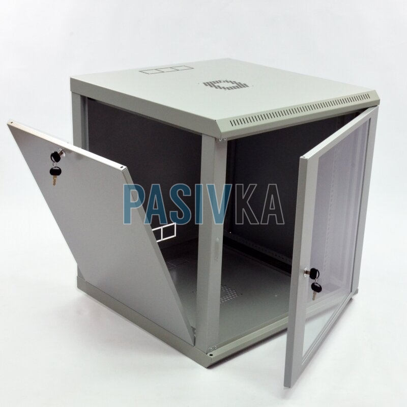 Шкаф серверный настенный 12U 19" глубина 600 мм акрил серый CMS UA-MGSWL126G, фото 4