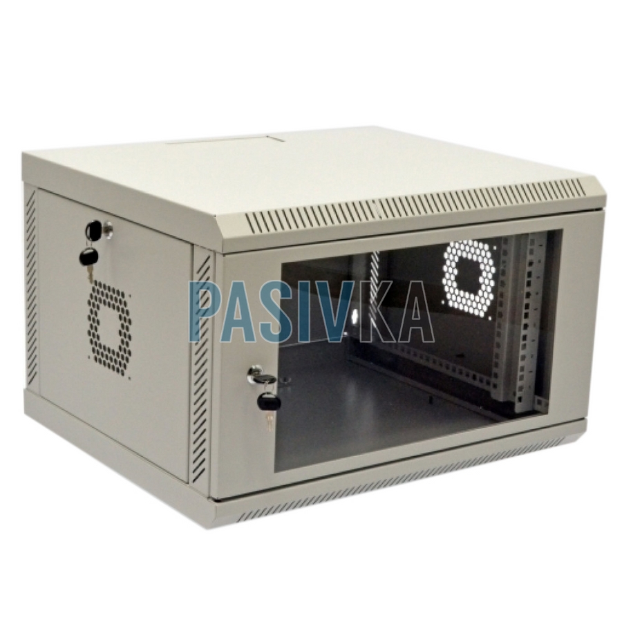 Настенный серверный шкаф 6U 19" глубина 500 мм акрил серый CMS UA-MGSWA65G, фото 1
