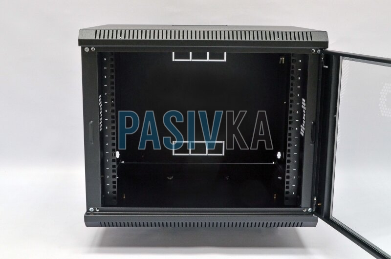 Настінна серверна шафа 9U 19" глибина 500 мм акрил чорний CMS UA-MGSWA95B, фото 5