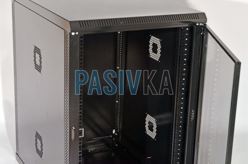 Шкаф серверный настенный 18U 19" глубина 800 мм акрил черный CMS UA-MGSWA188B, фото 5