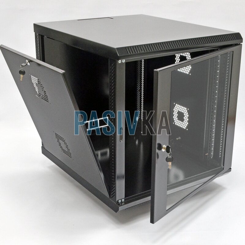Серверный настенный шкаф 12U 19" глубина 700 мм акрил черный CMS UA-MGSWA127B, фото 3