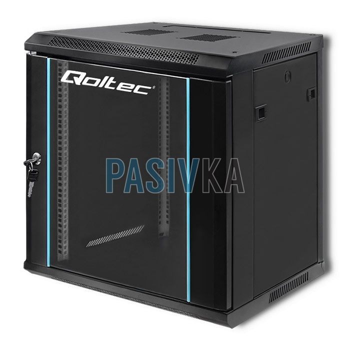 Шкаф серверный настенный 12U 19" глубина 450 мм черный Qoltec Q54464, фото 4