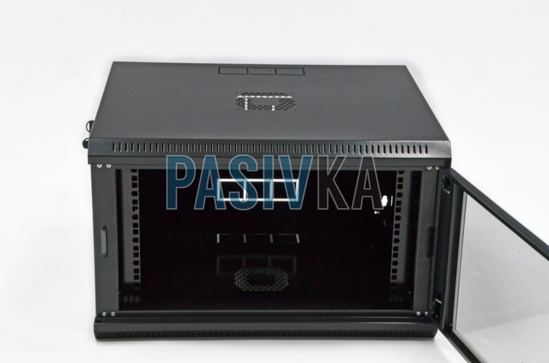 Телекоммуникационный настенный шкаф 6U 19" глубина 500 мм акрил черный CMS UA-MGSWL65B, фото 6