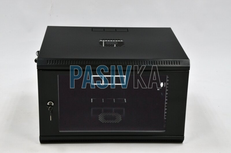 Телекоммуникационный настенный шкаф 6U 19" глубина 500 мм акрил черный CMS UA-MGSWL65B, фото 2