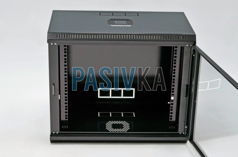 Телекоммуникационный настенный шкаф 9U 19" глубина 350 мм акрил черный CMS UA-MGSWL935B, фото 4