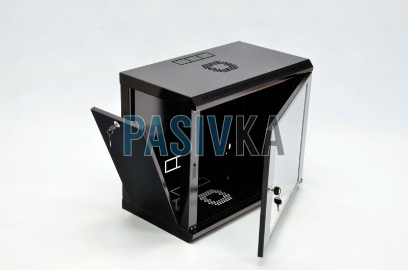 Телекоммуникационный настенный шкаф 9U 19" глубина 350 мм акрил черный CMS UA-MGSWL935B, фото 7