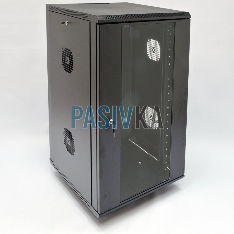Телекоммуникационный настенный шкаф 21U 19" глубина 600 мм черный CMS UA-MGSW216B, фото 1