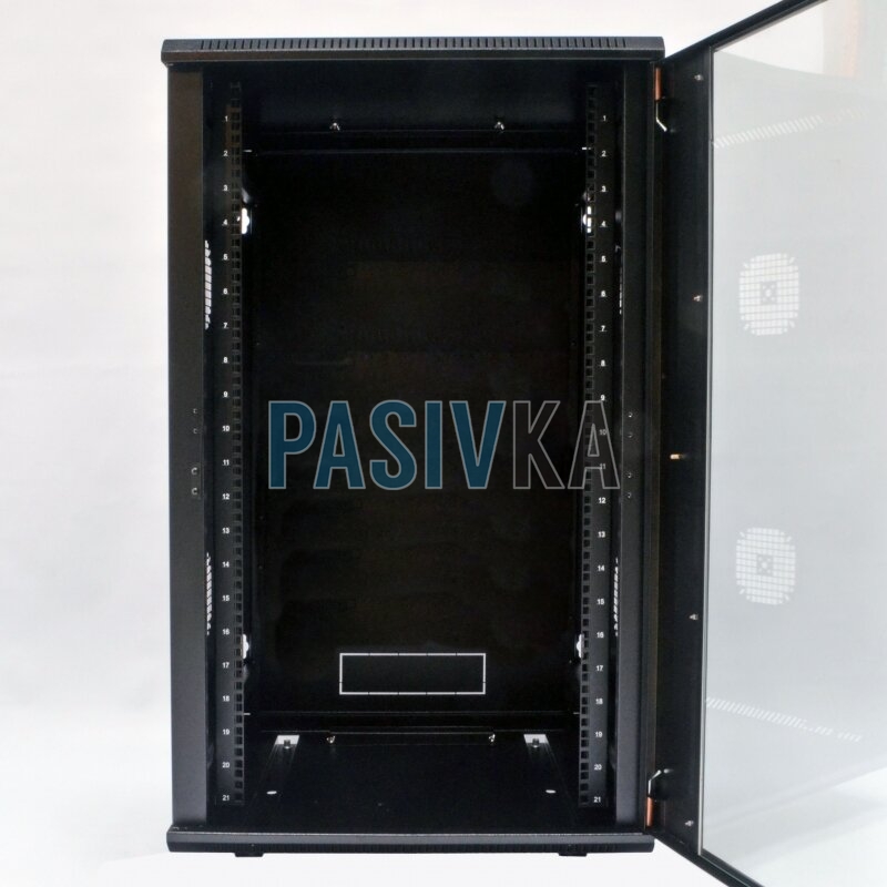 Телекоммуникационный настенный шкаф 21U 19" глубина 600 мм черный CMS UA-MGSW216B, фото 4