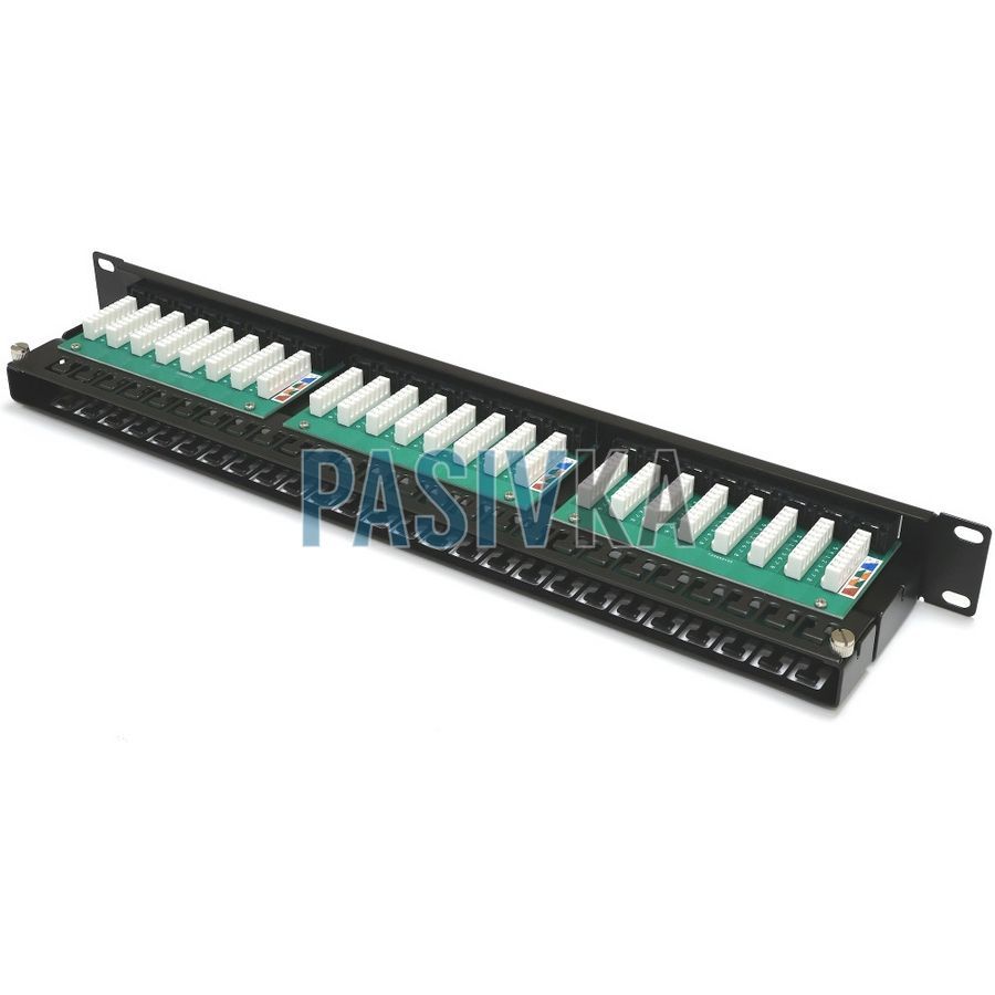 Патч-панель 48 портов RJ-45 19" 1U UTP cat.6 с держателем кабеля Kingda KD-PP37-UTP-C6-48P-1U, фото 2
