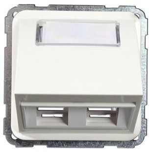 Корпус коммуникационный угловой для 2xRJ-45/RJ-12 AMP белый Hager Regina 13022401, фото 1