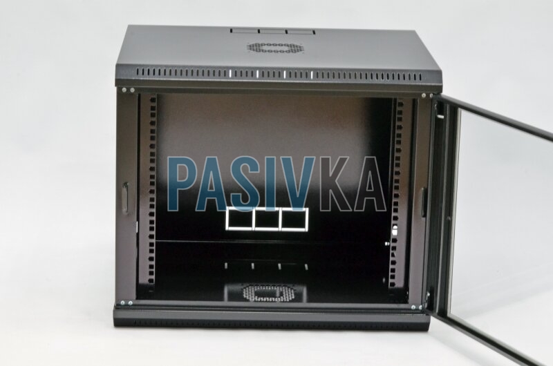 Настінна серверна шафа 9U 19" глибина 500 мм акрил економ чорний CMS UA-MGSWL95B, фото 2