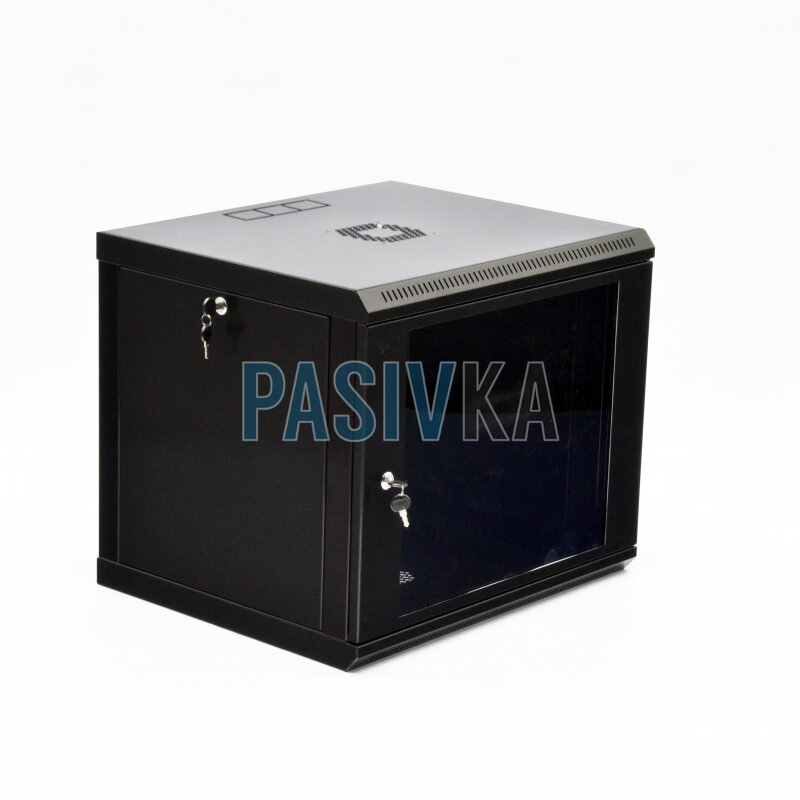 Шкаф серверный настенный 9U 19" глубина 500 мм акрил черный CMS UA-MGSWL95B, фото 1