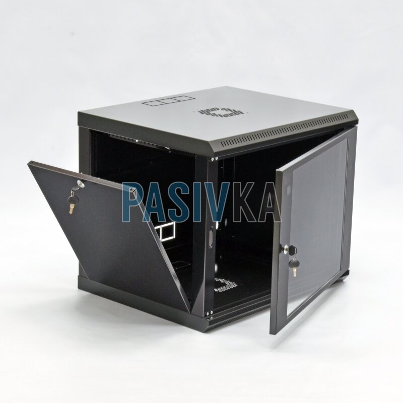 Шкаф серверный настенный 9U 19" глубина 500 мм акрил черный CMS UA-MGSWL95B, фото 5