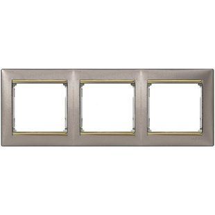 Рамка на 3 поста горизонтальна титан/золото Legrand Valena 770363, фото 1