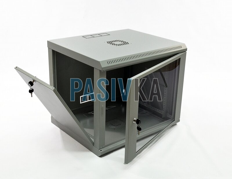 Настенный серверный шкаф 9U 19" глубина 500 мм акрил серый CMS UA-MGSWL95G, фото 3