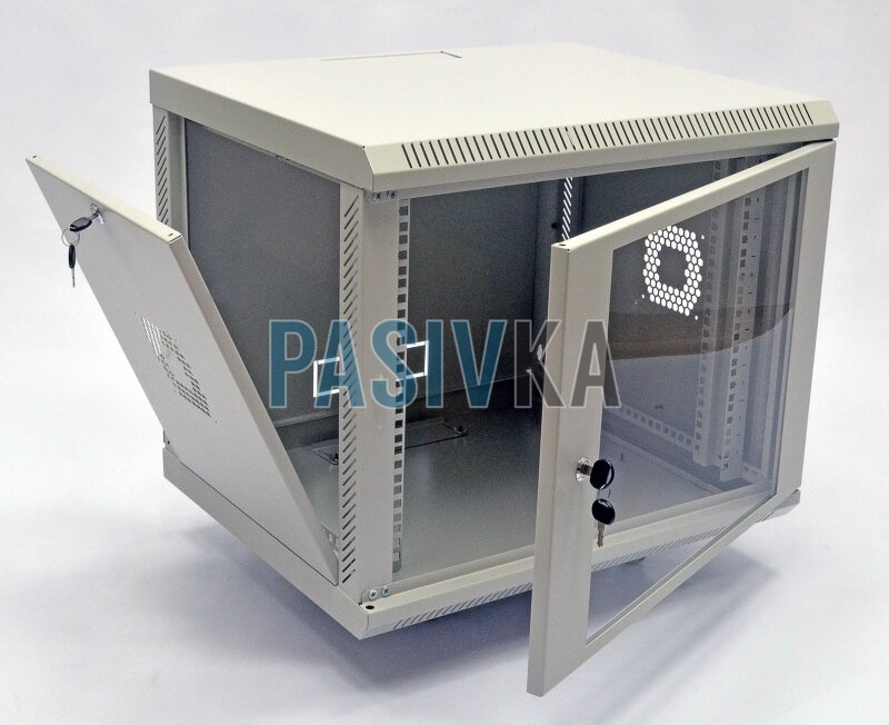Серверный настенный шкаф 9U 19" глубина 350 мм акрил серый CMS UA-MGSWA935G, фото 4