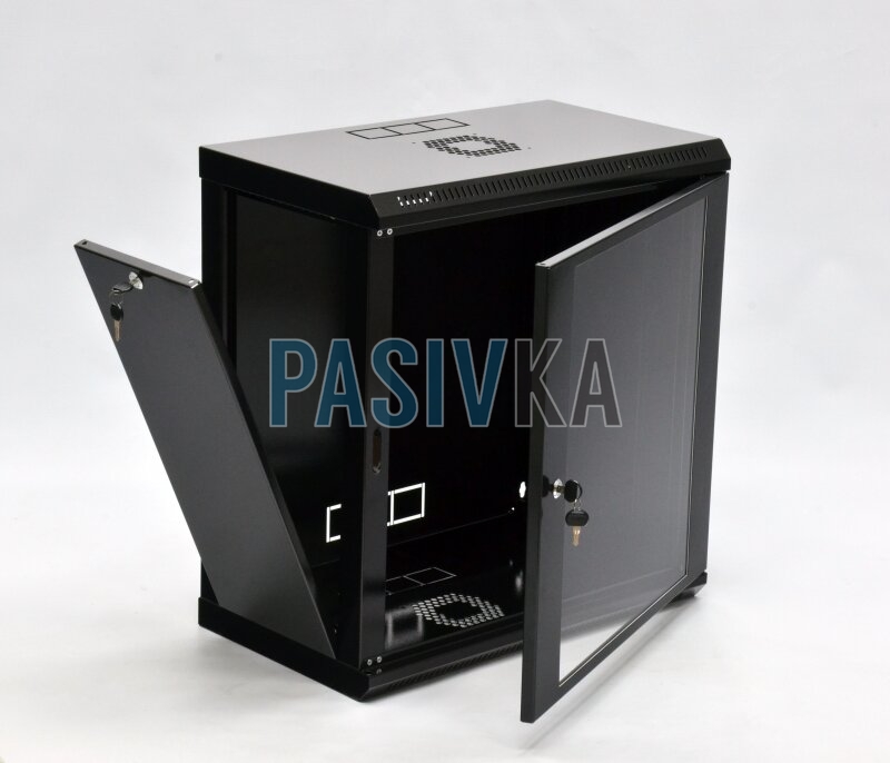 Шкаф серверный настенный 12U 19" глубина 350 мм акрил черный CMS UA-MGSWL1235B, фото 6