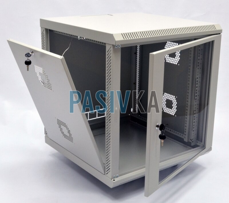 Настенный серверный шкаф 15U 19" глубина 500 мм акрил серый CMS UA-MGSWA155G, фото 7