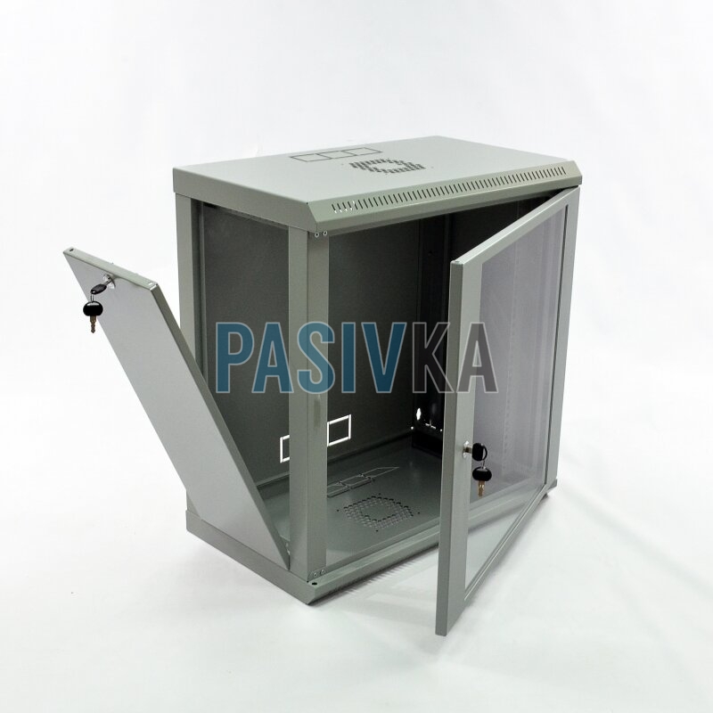 Настенный серверный шкаф 12U 19" глубина 350 мм акрил серый CMS UA-MGSWL1235G, фото 5