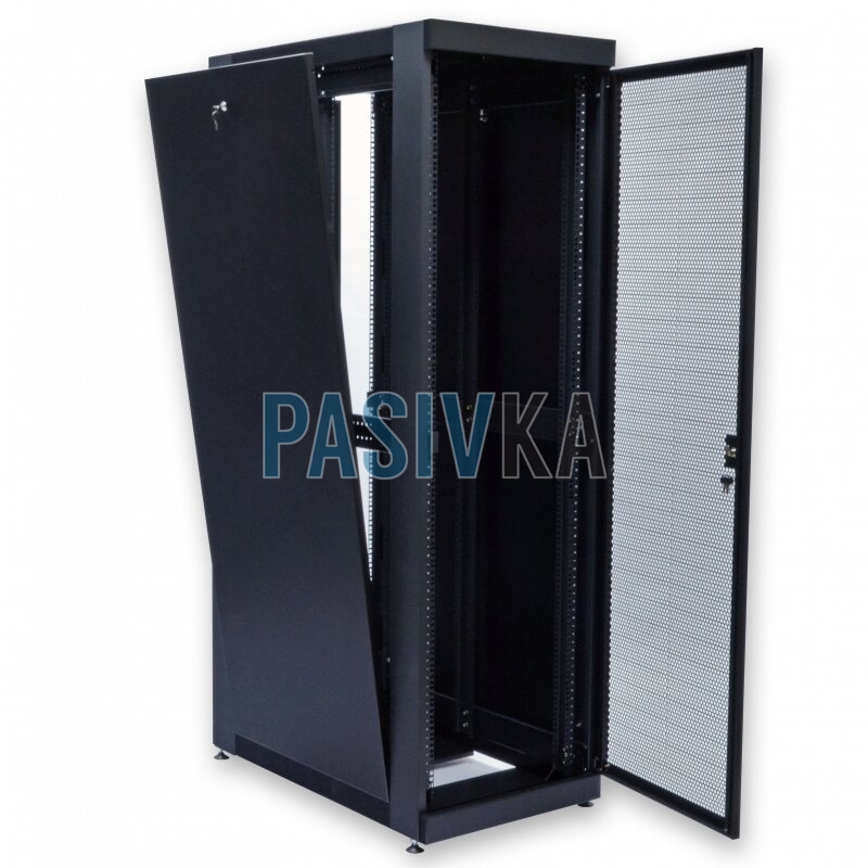 Шафа серверна підлогова 42U глибина 1055 мм перфоровані двері (66%) чорний CMS UA-MGSE42610MPB, фото 8