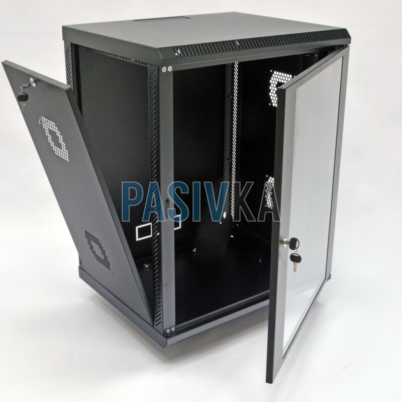 Шкаф серверный настенный 15U 19" глубина 600 мм акрил черный CMS UA-MGSWA156B, фото 5