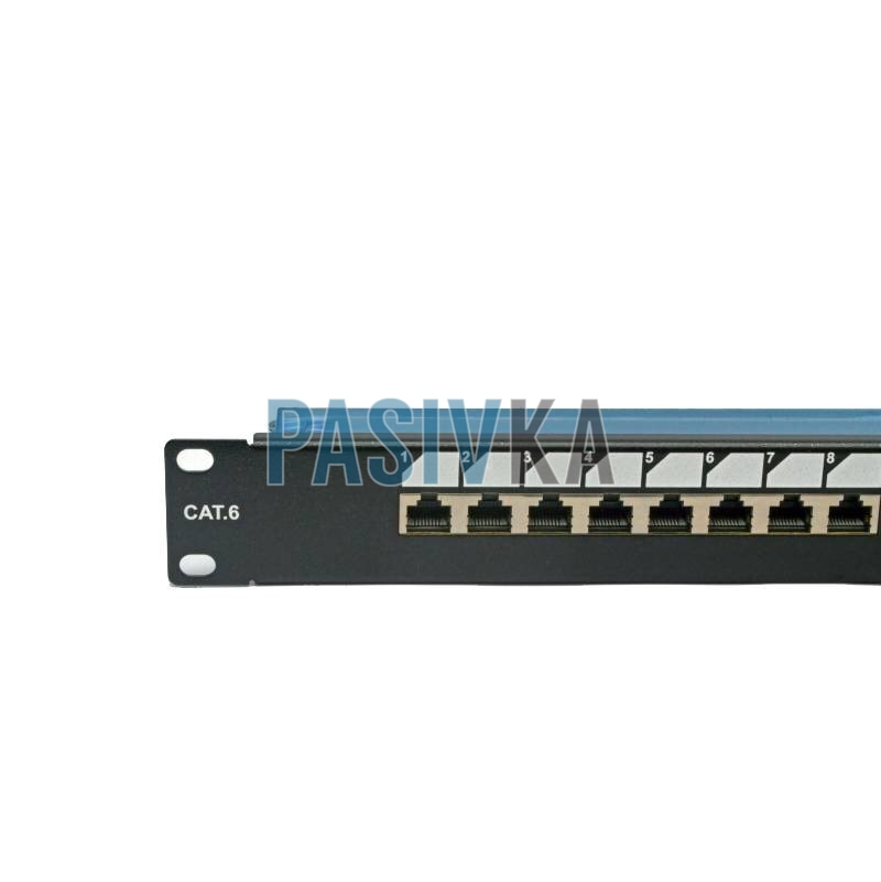 Патч-панель екранована мережева RJ-45 19" 16 портів cat.6 1U FTP з органайзером 6PLDN-F16BK, фото 2