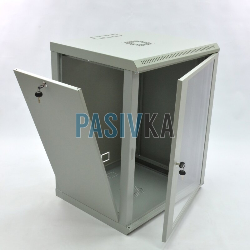 Телекоммуникационный настенный шкаф 15U 19" глубина 500 мм акрил серый CMS UA-MGSWL155G, фото 5