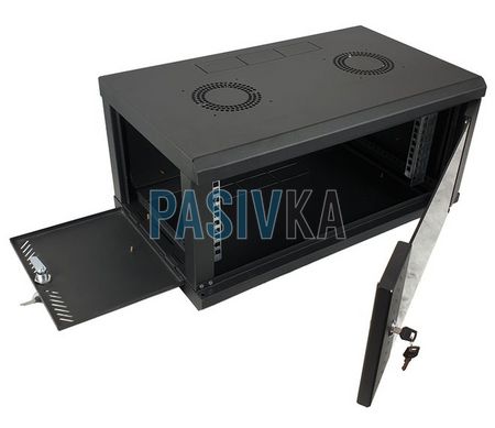 Серверный настенный шкаф 6U 19" глубина 350 мм черный ESR ES-Е635B, фото 4