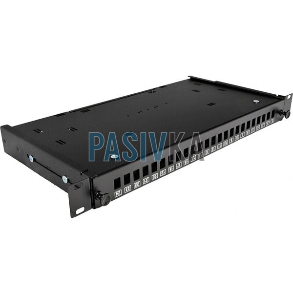 Патч-панель 24 порта під 24 адаптера SC Simplex/LC Duplex 1U чорна UA-FOPE24SCS-B, фото 2