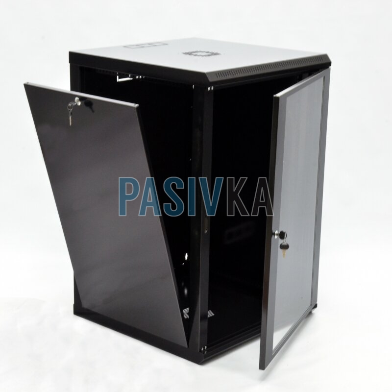 Настенный серверный шкаф 18U 19" глубина 600 мм акрил черный CMS UA-MGSWL186B, фото 4