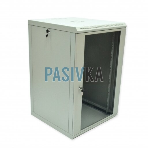 Серверный настенный шкаф 18U 19" глубина 600 мм акрил серый CMS UA-MGSWL186G, фото 1