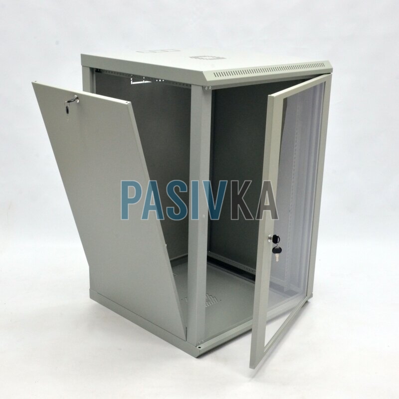 Серверный настенный шкаф 18U 19" глубина 600 мм акрил серый CMS UA-MGSWL186G, фото 5