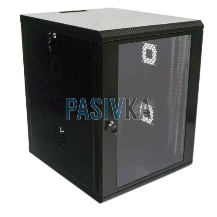Настенный серверный шкаф 15U 19" глубина 700 мм акрил черный CMS UA-MGSWA157B, фото 1