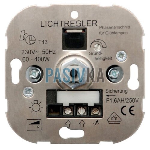 Светорегулятор с поворотной ручкой и электронным трансформатором 20-550 Вт Hager 11007101, фото 1