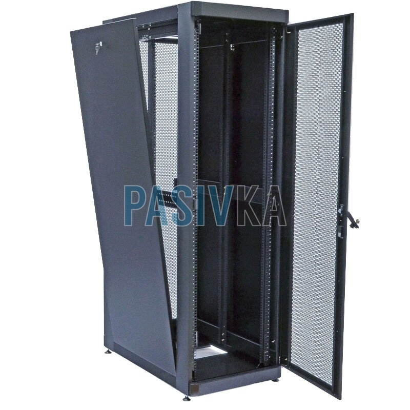 Шафа серверна підлогова 33U глибина 1055 мм перфоровані двері (66%) чорний CMS UA-MGSE33610MPB, фото 2