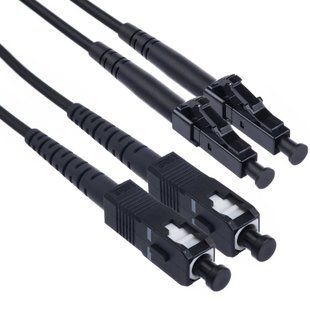 Патч-корд оптический SC/UPC-LC/UPC SM 1м Duplex черный CMS UPC-1SCLC(SM)D(ON)BK, фото 1