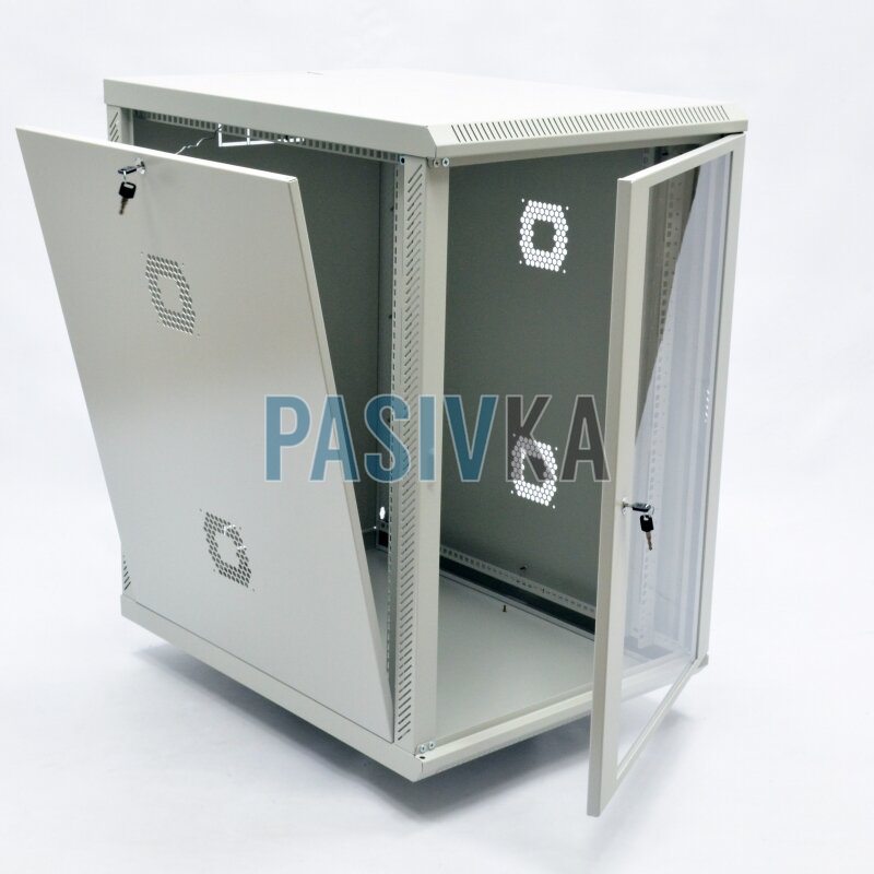 Настенный серверный шкаф 18U 19" глубина 800 мм акрил серый CMS UA-MGSWA188G, фото 4
