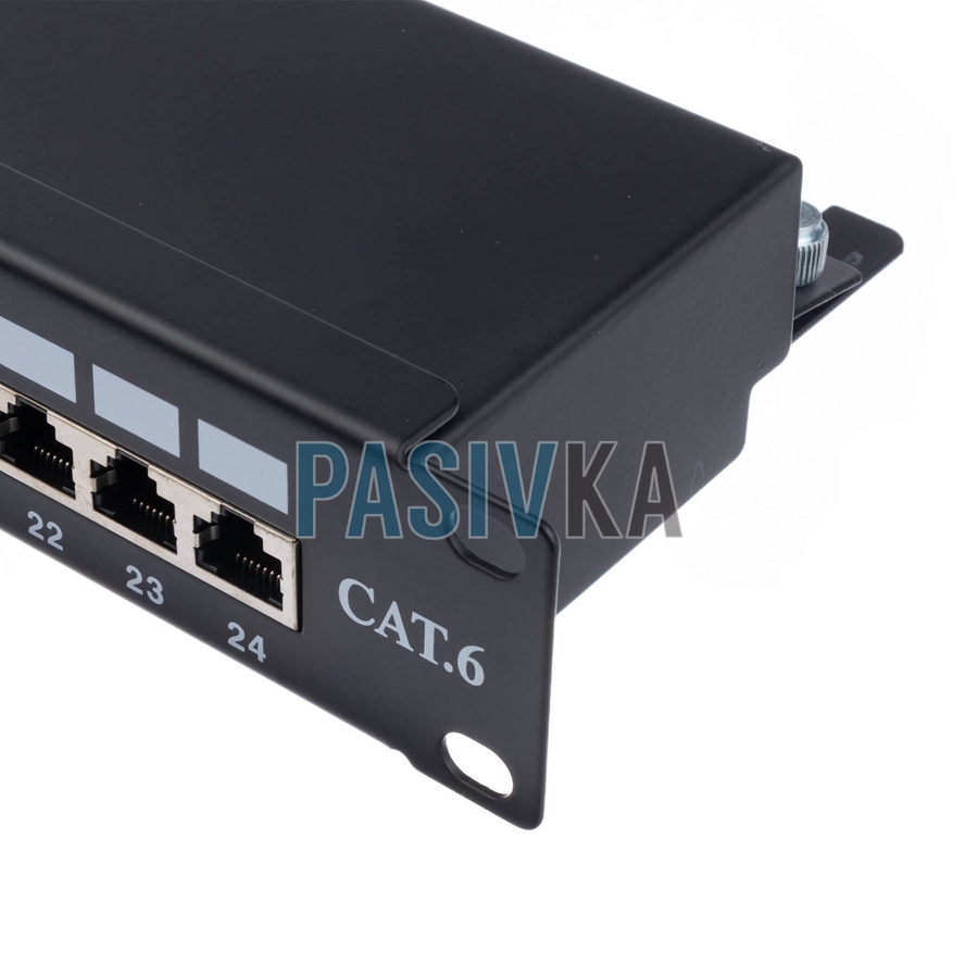 Патч-панель экранированная 24 порта RJ-45 19" cat.6 1U FTP с держателем кабелей W&T WT-2084-CAT.6, фото 5
