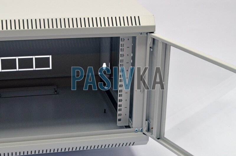 Настінна серверна шафа 6U 19" глибина 500 мм акрил сірий CMS UA-MGSWA65G, фото 7