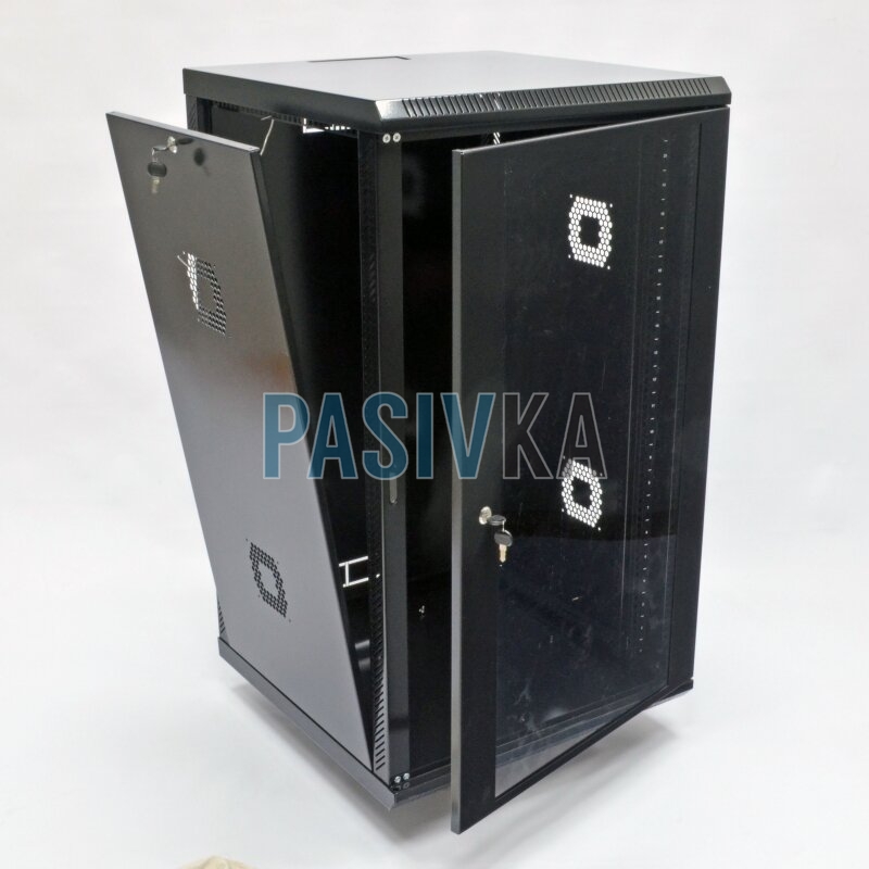 Настенный серверный шкаф 21U 19" глубина 800 мм акрил черный CMS UA-MGSWA218B, фото 2