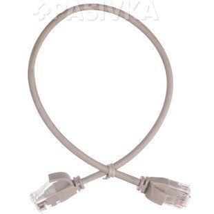 Патч-корд 0,3 м UTP cat.6a сірий Slim LSZH L&W PC0027-C6A-030-8L, фото 1