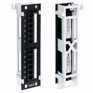 Патч-панель настінна 12 портів cat.6 RJ-45 UTP W&T WT-2180B, фото 1