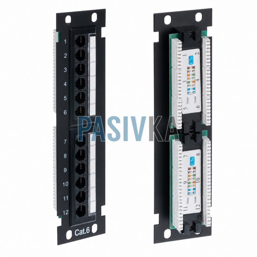 Патч-панель настінна 12 портів cat.6 RJ-45 UTP W&T WT-2180B, фото 2