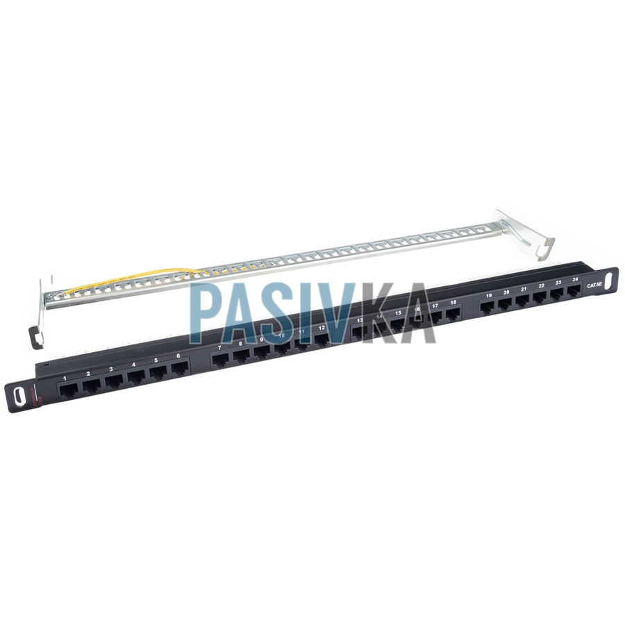 Патч-панель мережева RJ-45 19" 24 порта cat.5e 0.5U UTP з органайзером Premium Line 175182412, фото 3