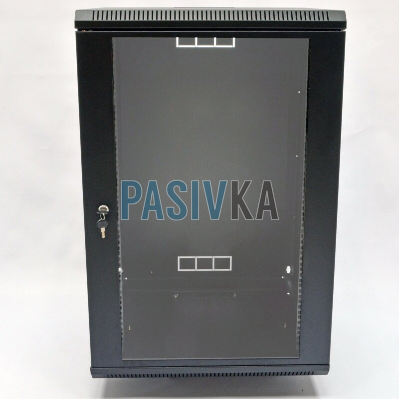 Настінна серверна шафа 18U 19" глибина 600 мм акрил чорний CMS UA-MGSWA186B, фото 4