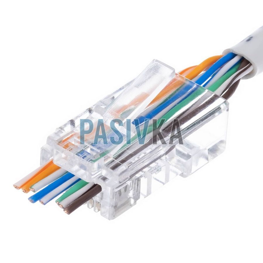 Проходной коннектор RJ-45 8P8C UTP cat.5e упаковка 100 шт Kingda KD-PG8032-C5E, фото 4